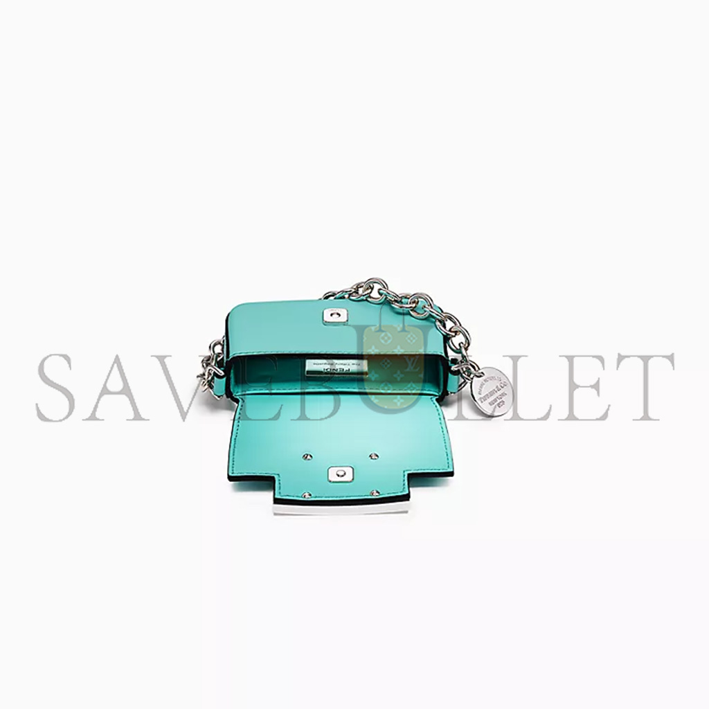 FENDI X TIFFANY NANO BAGUETTE IN TIFFANY BLUE® LEATHER WITH STERLING SILVER (11*7*2cm)